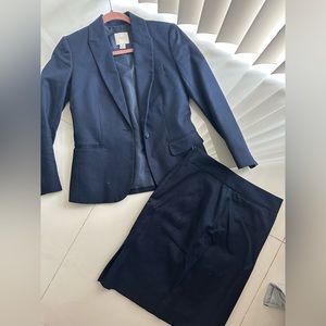 J. Crew Suiting Navy Blue Suit Jacket with Matching Skirt